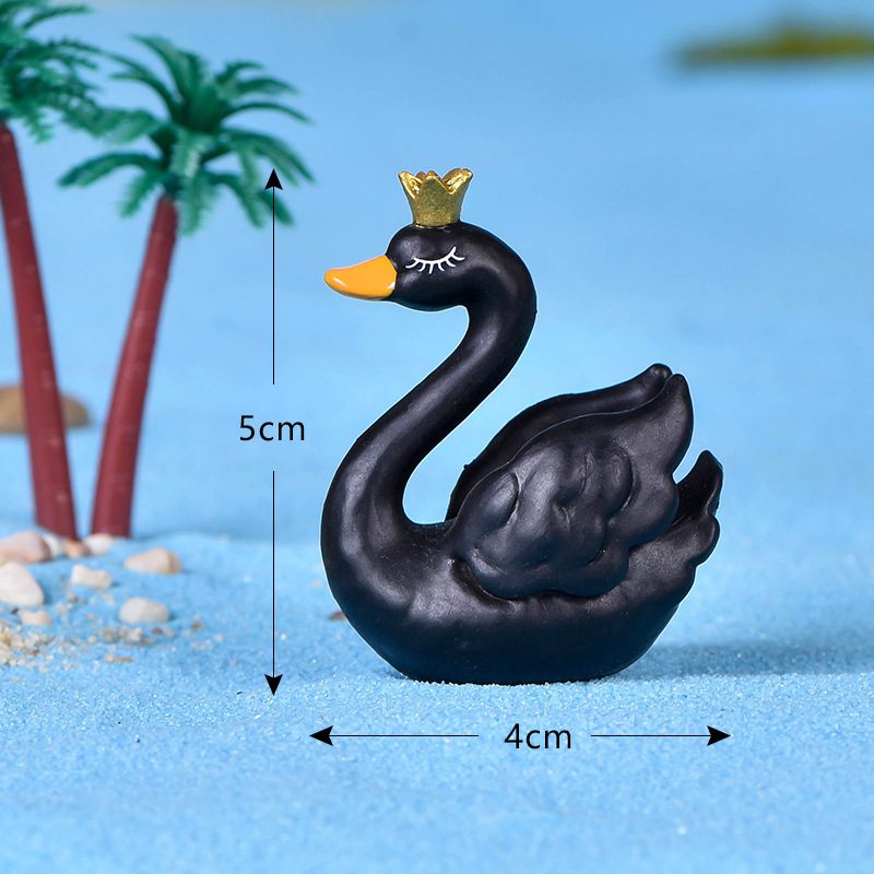 Mini Fairy Garden Animals White And Black Cute Resin Swan Model Wholesale Fairy Garden Accessories Supplies Miniture Fairy Garden Ornament Small Artificial Birds Figurine Kids Gifts Terrarium Fairy Garden Kits Decoration Table Decor